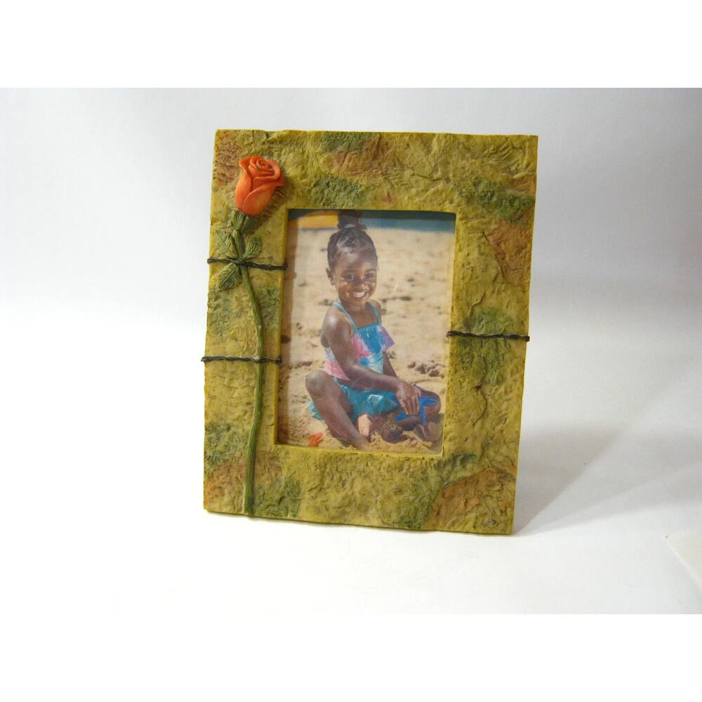 Garden style Tea Rose Accent  Photo Frame Picture Holder for 3.5x5 Photo